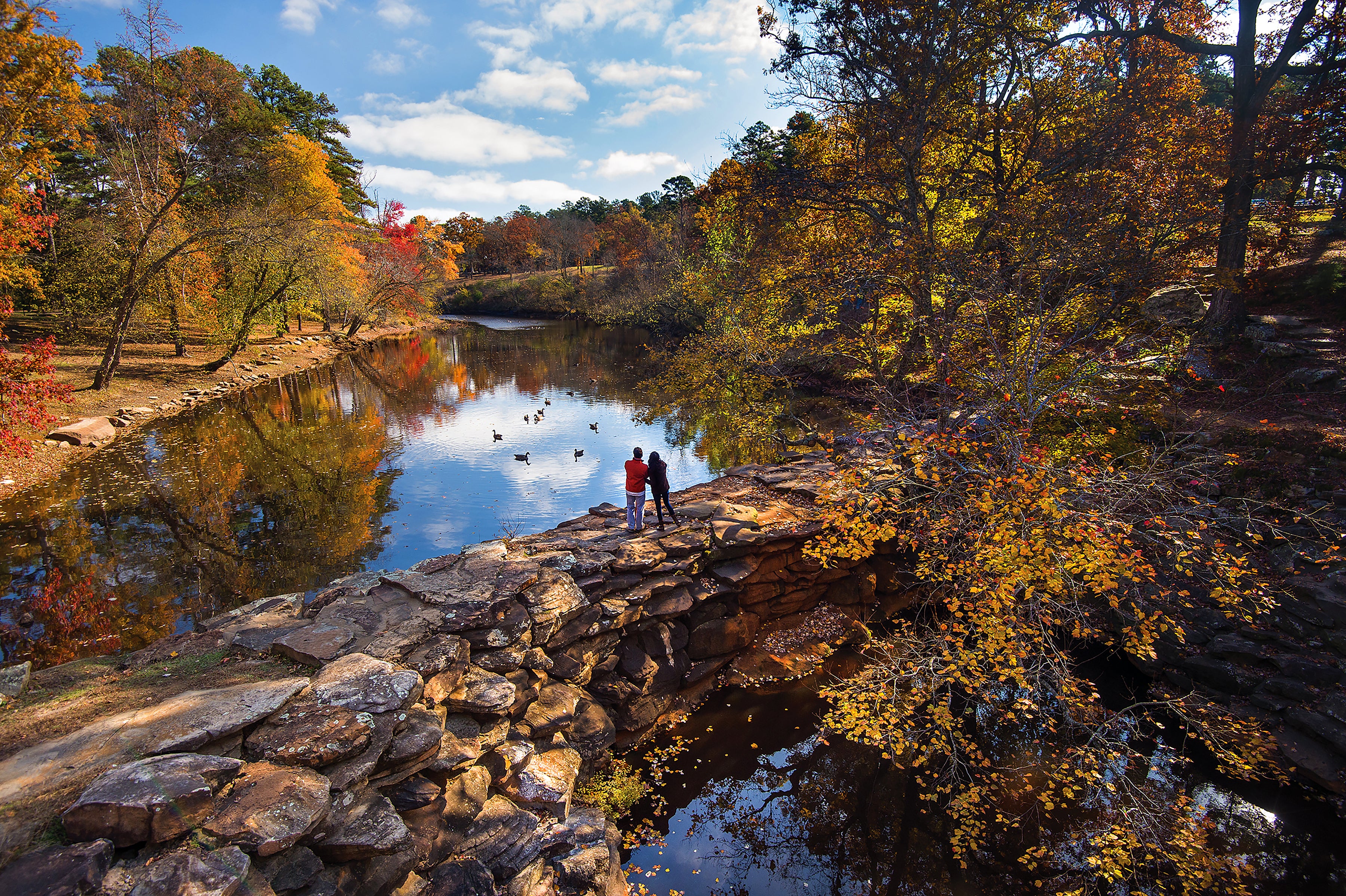 Hiking at Petit Jean State Park in fall